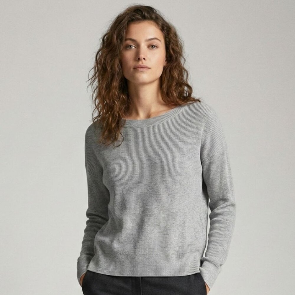 Banana Republic Factory Ribbed Crewneck Sweater - Gray - SZ L